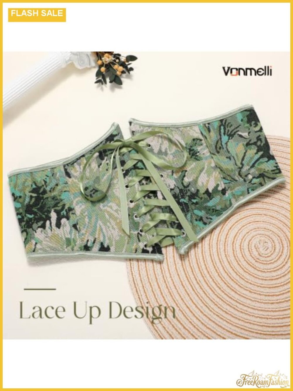 Floral Lace Up Corset Belt Underbust Waist Shaper Renaissance Costume - Picture 3 of 6